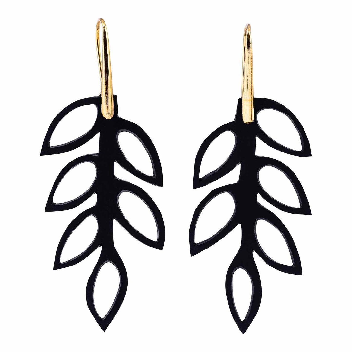 Evergreen Leaf Recycled Rubber Earrings-1