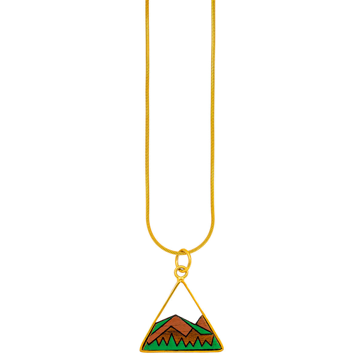 Hill Eco-friendly Recycled Wood Gold Necklace-1