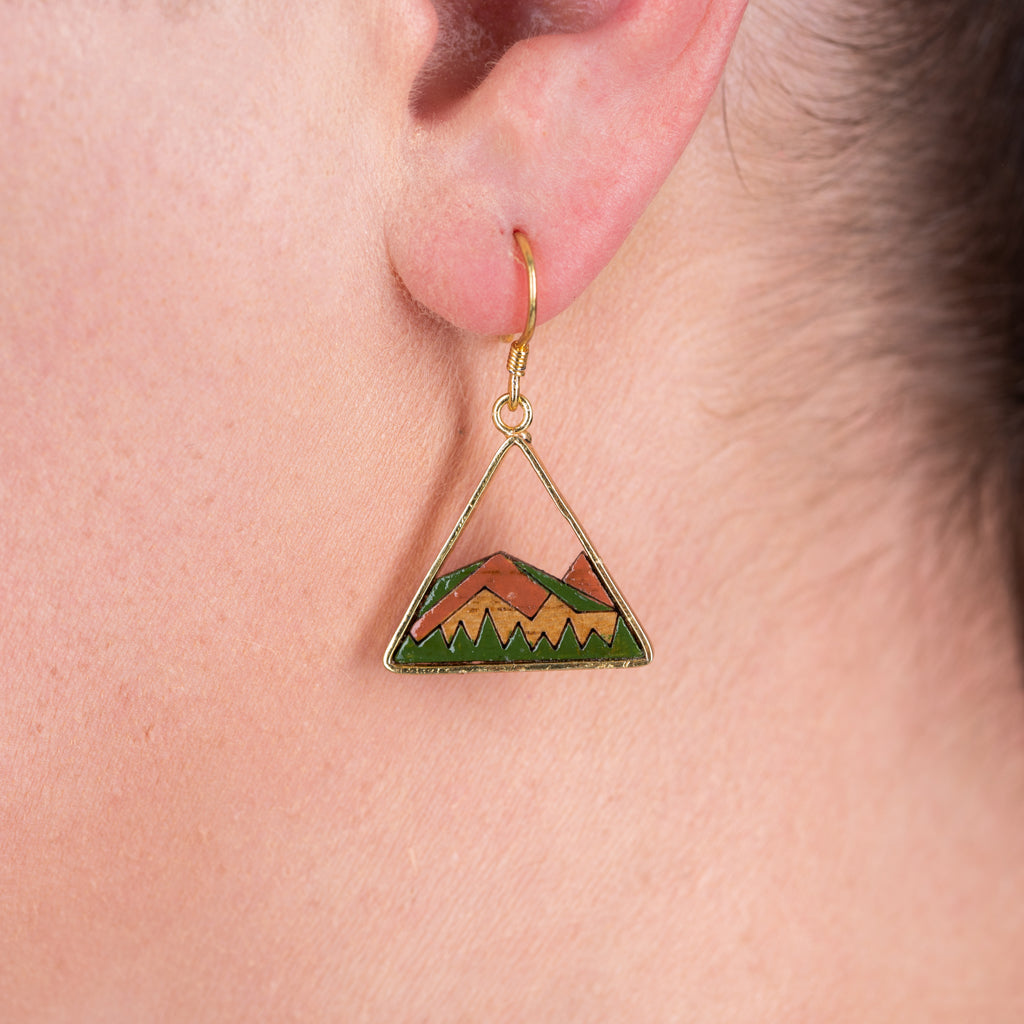 Hill Eco-friendly Recycled Wood Gold Earrings-2