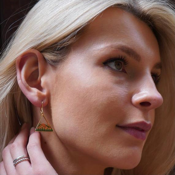 Hill Eco-friendly Recycled Wood Gold Earrings-3